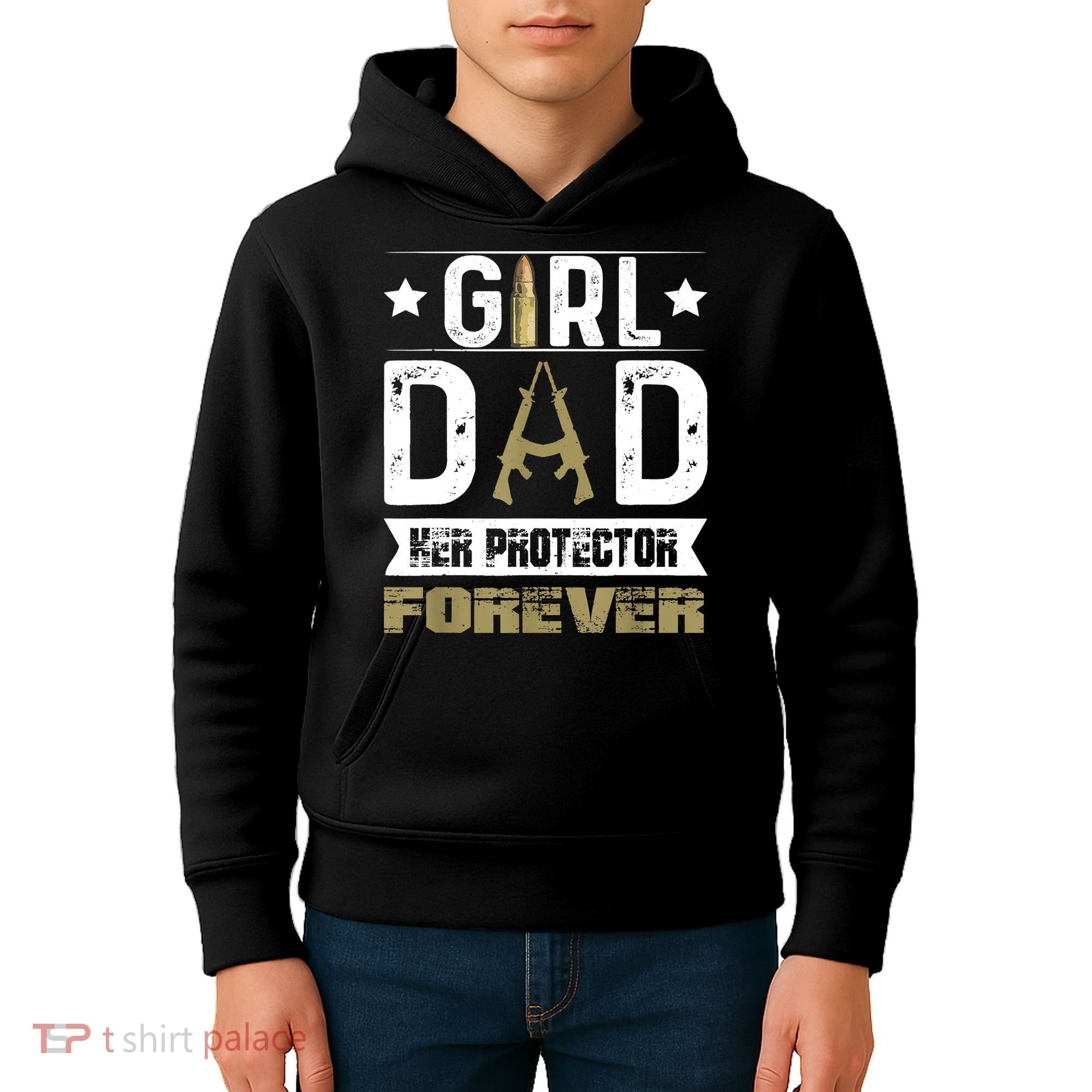 Girl Dad Her Protector Forever Father Day Kids Hoodie