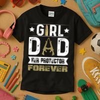 Girl Dad Her Protector Forever Father Day Kids T-Shirt thumb 3