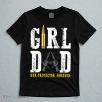 Girl Dad Her Protector Forever Funny Father Of Girl T-Shirt thumb 5