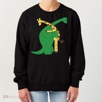 Giraffe Dinosaur Hug Love Dino Animals Safari Halloween Funny Gift Women's Sweatshirt thumb 0