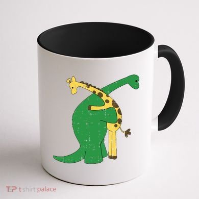 Giraffe Dinosaur Hug Love Dino Animals Safari Halloween Funny Gift Coffee Mug back