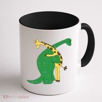 Giraffe Dinosaur Hug Love Dino Animals Safari Halloween Funny Gift Coffee Mug thumb 1