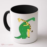 Giraffe Dinosaur Hug Love Dino Animals Safari Halloween Funny Gift Coffee Mug thumb 0