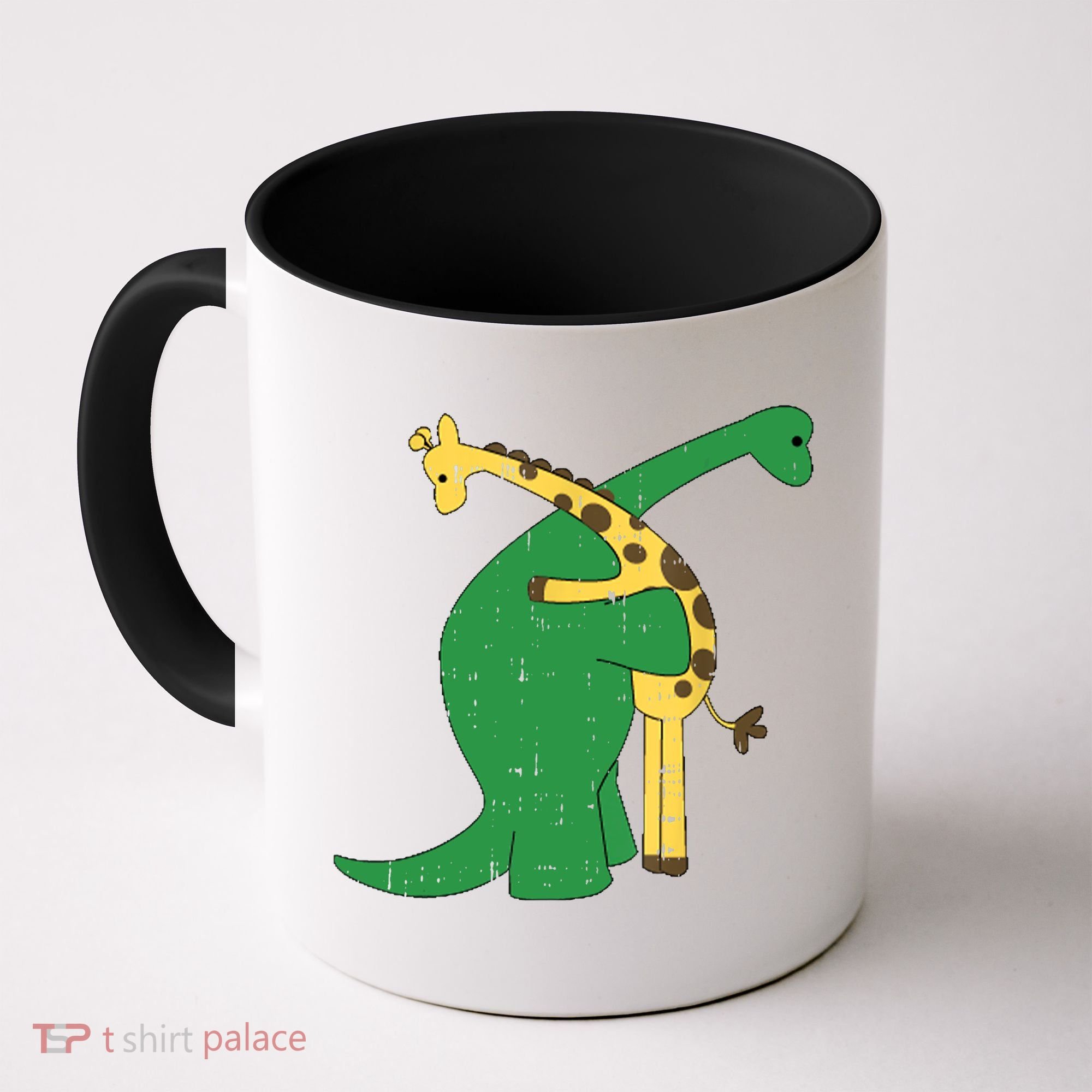 Giraffe Dinosaur Hug Love Dino Animals Safari Halloween Funny Gift Coffee Mug