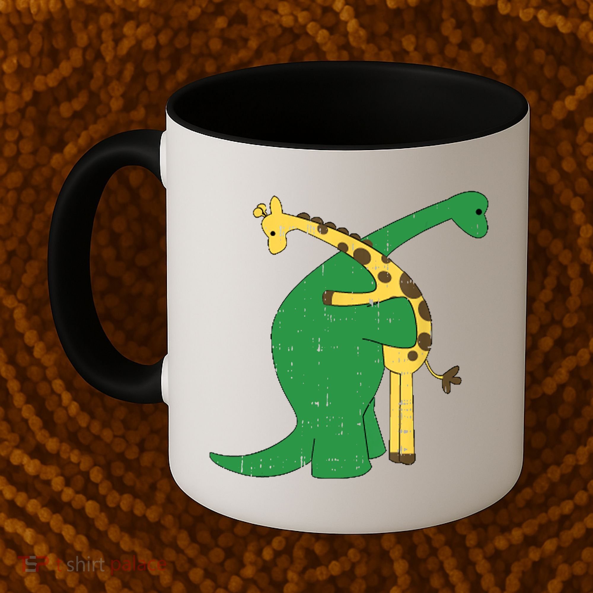 Giraffe Dinosaur Hug Love Dino Animals Safari Halloween Funny Gift Coffee Mug