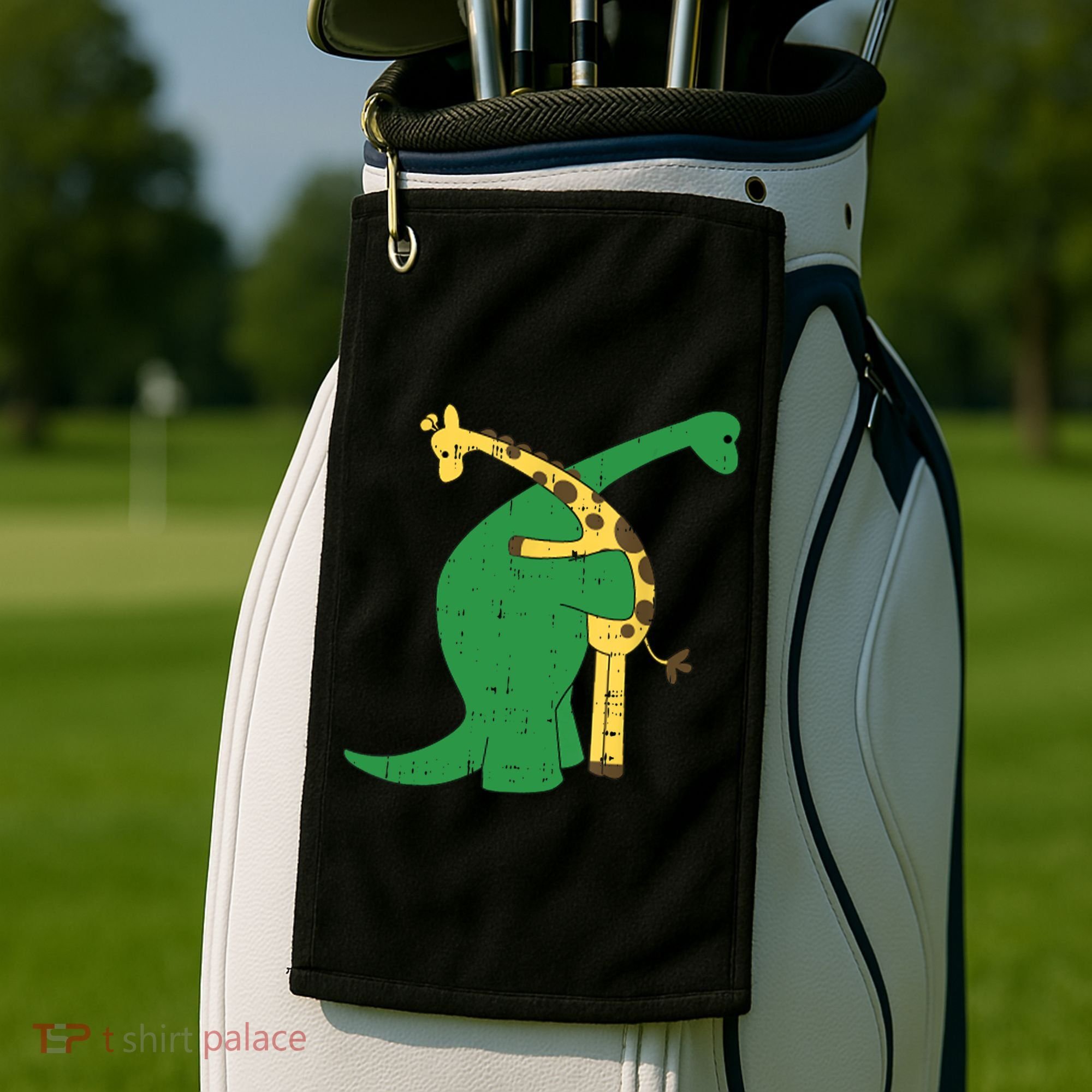 Giraffe Dinosaur Hug Love Dino Animals Safari Halloween Funny Gift Golf Towel