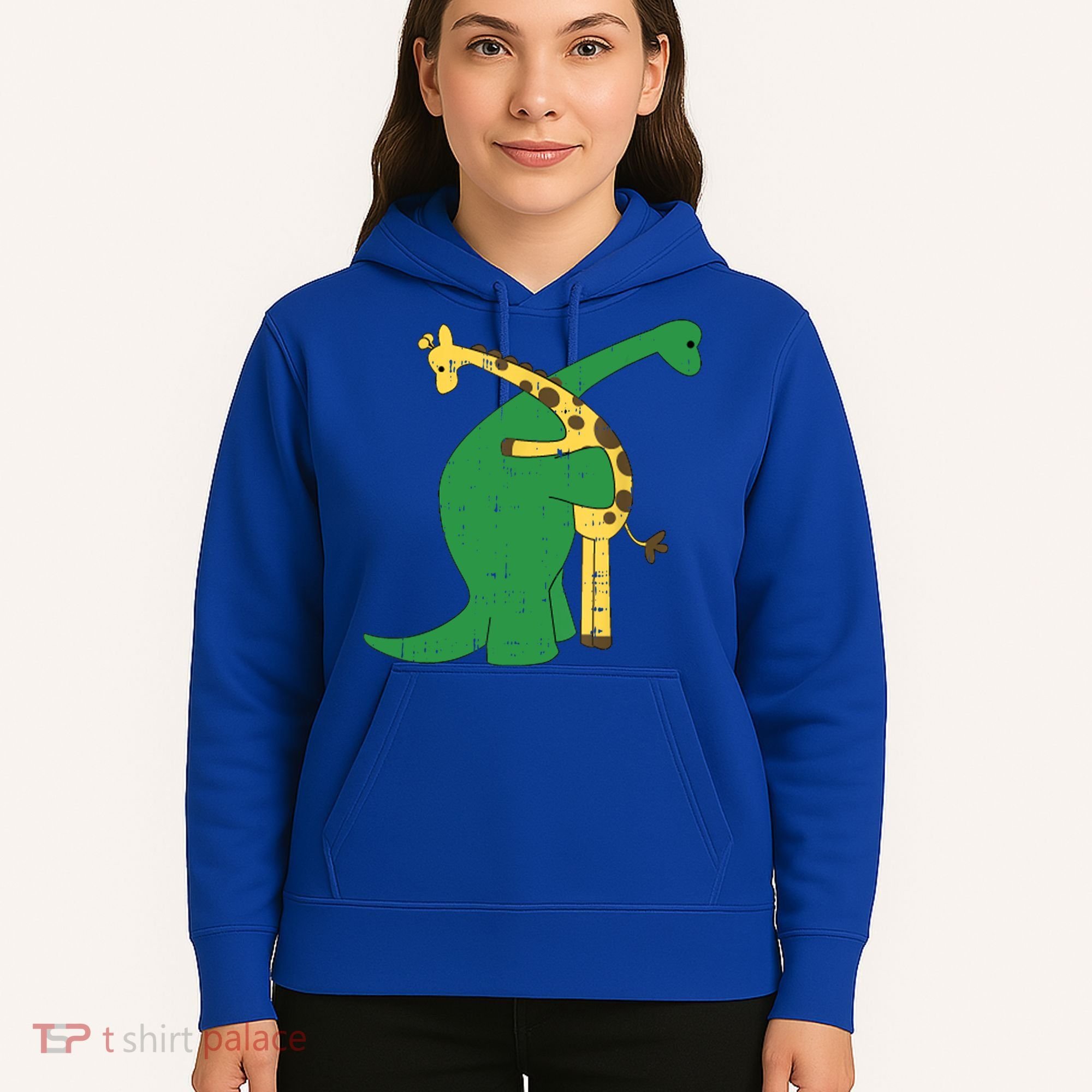 Giraffe Dinosaur Hug Love Dino Animals Safari Halloween Funny Gift Hoodie