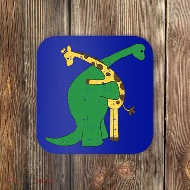 Giraffe Dinosaur Hug Love Dino Animals Safari Halloween Funny Gift Coaster