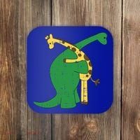 Giraffe Dinosaur Hug Love Dino Animals Safari Halloween Funny Gift Coaster thumb 0