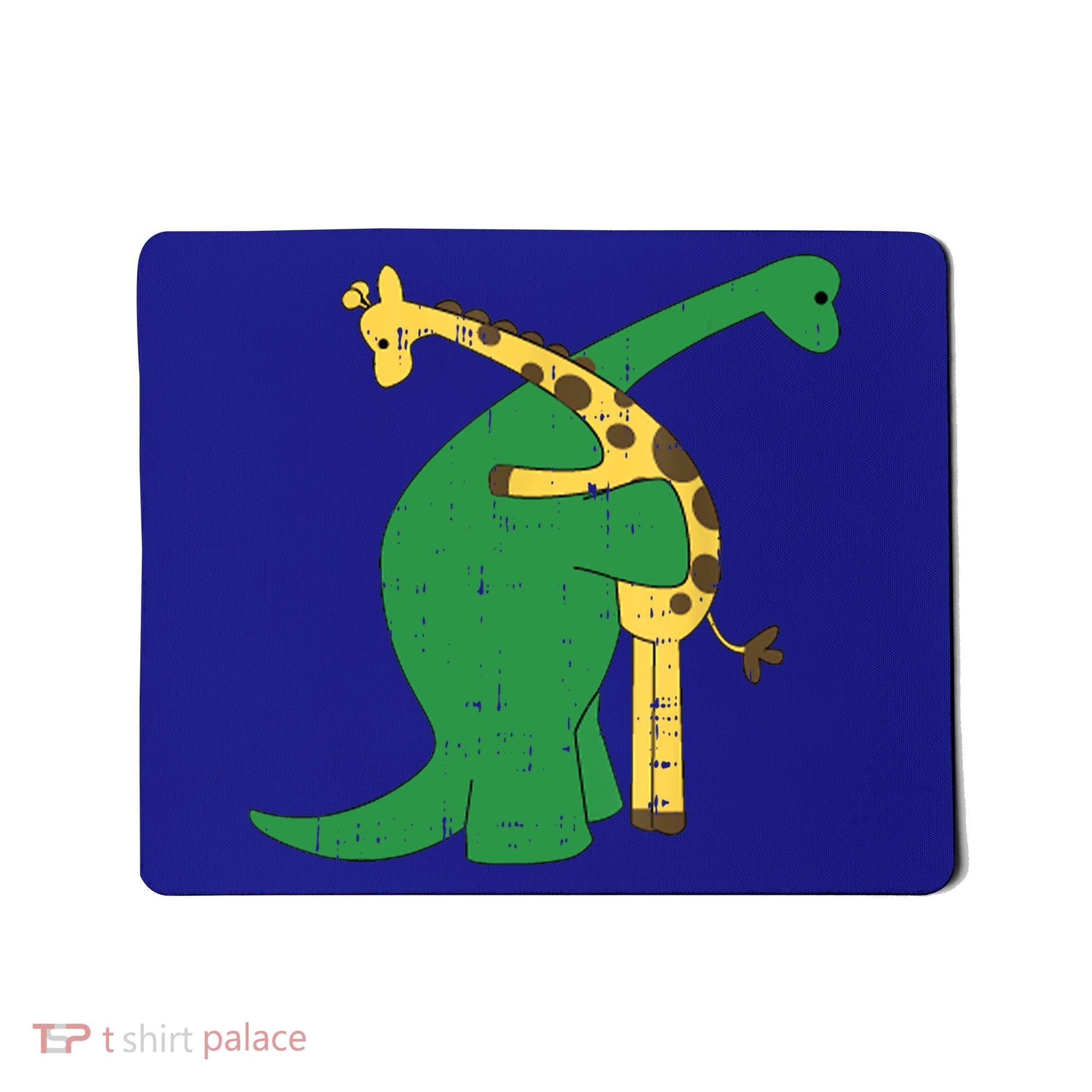 Giraffe Dinosaur Hug Love Dino Animals Safari Halloween Funny Gift Mousepad