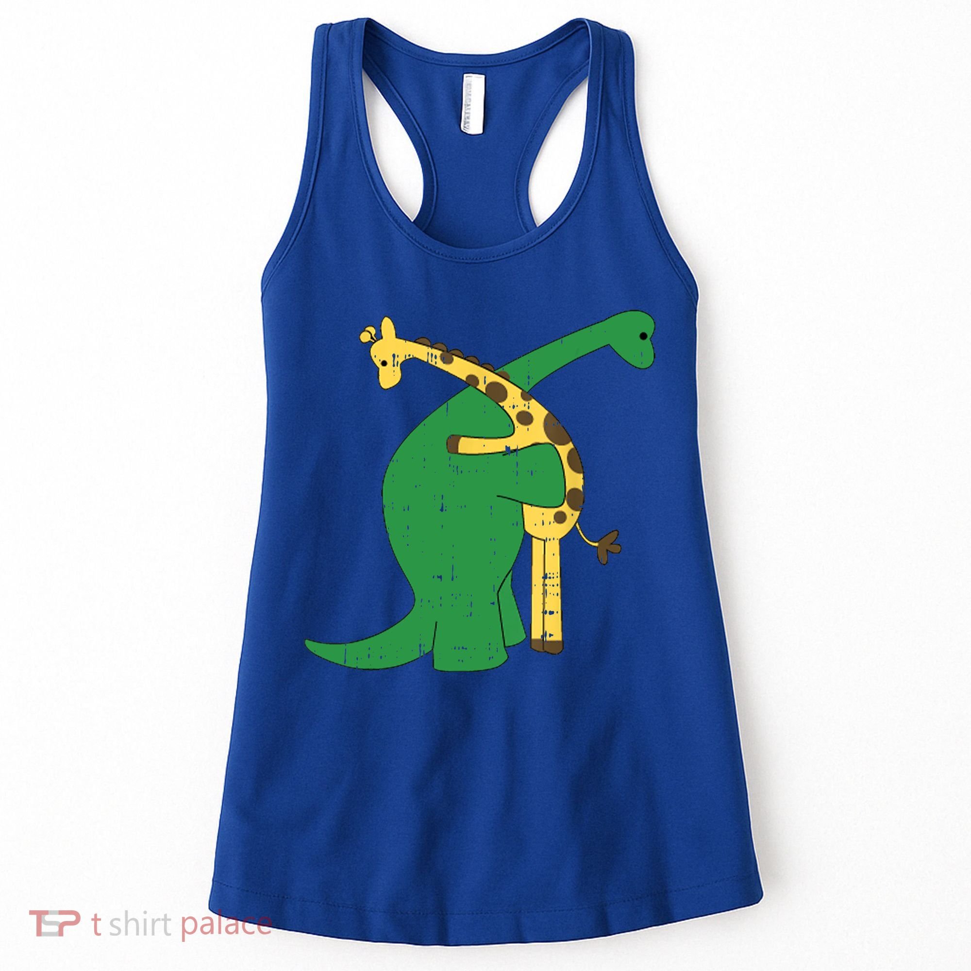 Giraffe Dinosaur Hug Love Dino Animals Safari Halloween Funny Gift Women's Tank Top
