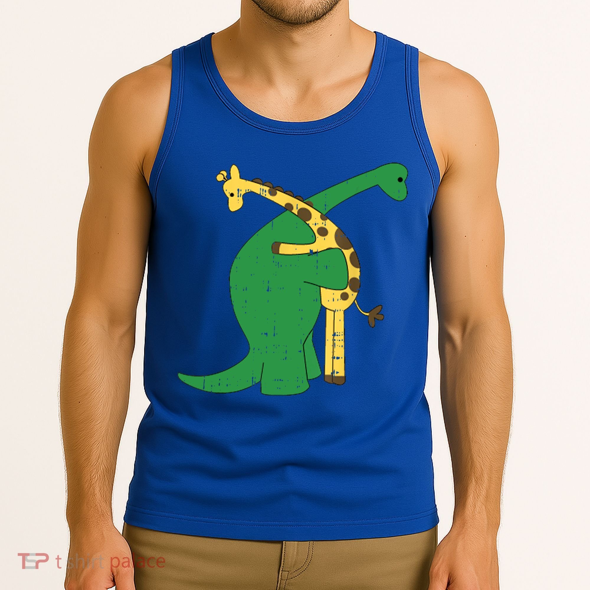 Giraffe Dinosaur Hug Love Dino Animals Safari Halloween Funny Gift Tank Top