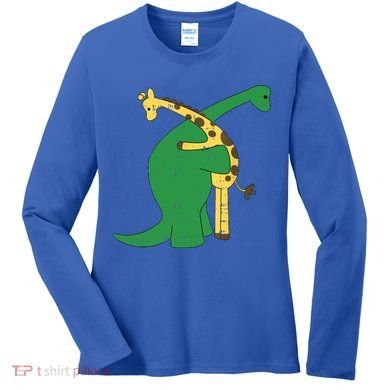 Giraffe Dinosaur Hug Love Dino Animals Safari Halloween Funny Gift Women's Long Sleeve Shirt