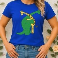 Giraffe Dinosaur Hug Love Dino Animals Safari Halloween Funny Gift Women's T-Shirt thumb 2