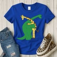 Giraffe Dinosaur Hug Love Dino Animals Safari Halloween Funny Gift Women's T-Shirt thumb 3