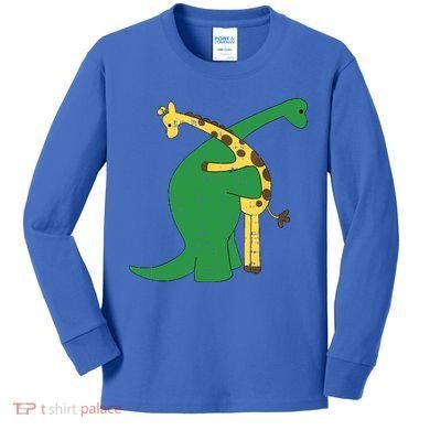 Giraffe Dinosaur Hug Love Dino Animals Safari Halloween Funny Gift Kids Long Sleeve Shirt