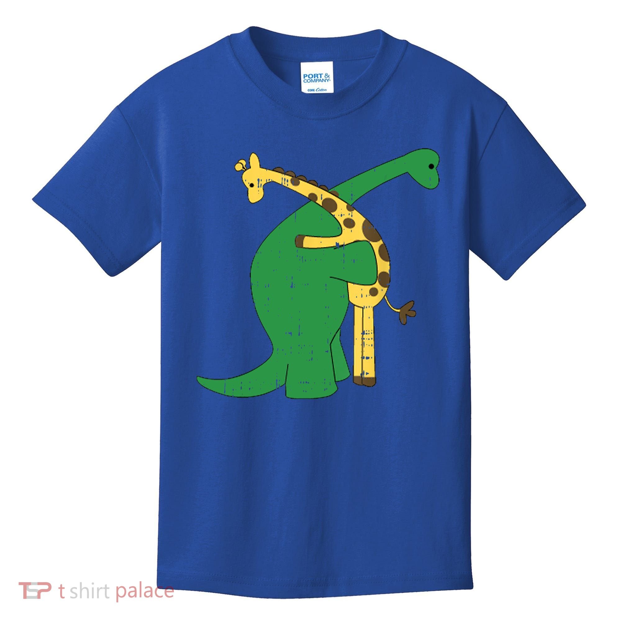 Giraffe Dinosaur Hug Love Dino Animals Safari Halloween Funny Gift Kids T-Shirt