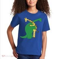 Giraffe Dinosaur Hug Love Dino Animals Safari Halloween Funny Gift Kids T-Shirt thumb 2