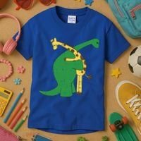 Giraffe Dinosaur Hug Love Dino Animals Safari Halloween Funny Gift Kids T-Shirt thumb 3