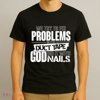 God Did It With Nails Christian Message T-Shirt thumb 3