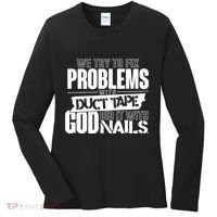 God Did It With Nails Christian Message Women's Long Sleeve Shirt thumb 0