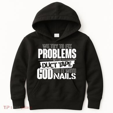 God Did It With Nails Christian Message Kids Hoodie