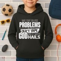 God Did It With Nails Christian Message Kids Hoodie thumb 2