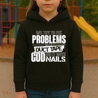God Did It With Nails Christian Message Kids Hoodie thumb 3