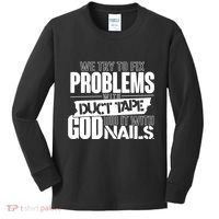 God Did It With Nails Christian Message Kids Long Sleeve Shirt thumb 0