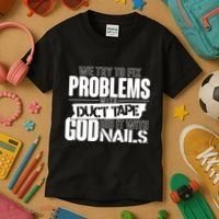 God Did It With Nails Christian Message Kids T-Shirt thumb 3