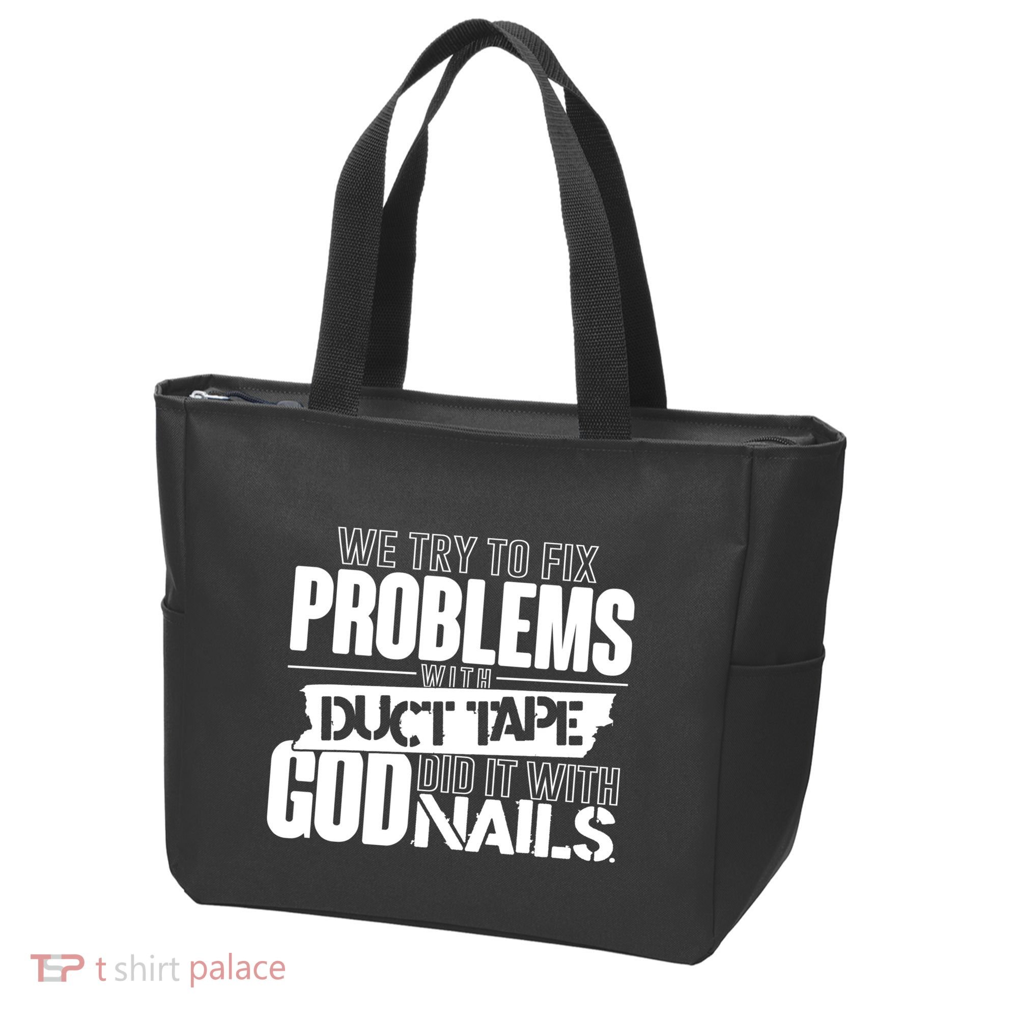 God Did It With Nails Christian Message Tote Bag
