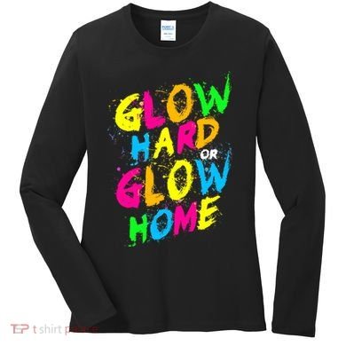 Glow Design In Bright Colors 80s Theme Women's Long Sleeve Shirt