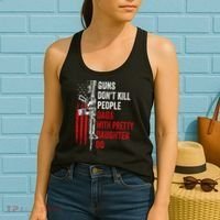 Guns Don't Kill People Dads With Pretty Daughters Humor Dad Gift Women's Tank Top thumb 2
