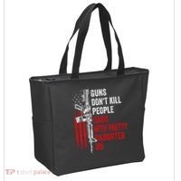 Guns Don't Kill People Dads With Pretty Daughters Humor Dad Gift Tote Bag thumb 2