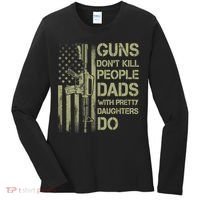 Guns Don't Kill People Dads With Pretty Daughters Humor Dad Women's Long Sleeve Shirt thumb 0