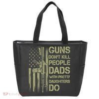 Guns Don't Kill People Dads With Pretty Daughters Humor Dad Tote Bag thumb 0