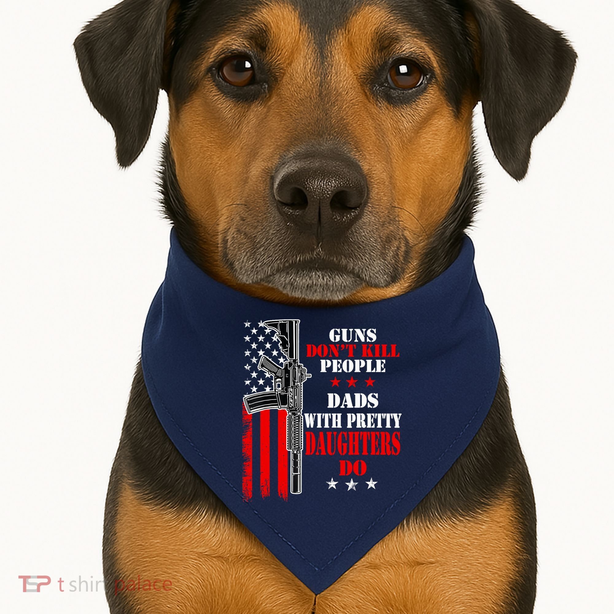 Guns Dont Kill People Dads With Pretty Daughters USA-Made Doggie Bandana