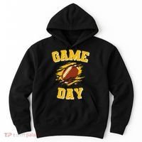 Game Day Kick Off Football Black And Yellow Team Fan Hoodie thumb 0