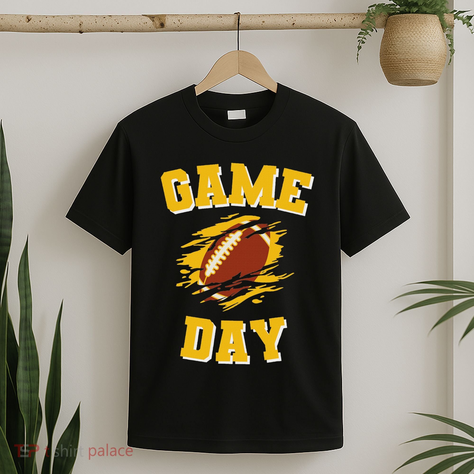 Game Day Kick Off Football Black And Yellow Team Fan T-Shirt