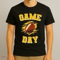 Game Day Kick Off Football Black And Yellow Team Fan T-Shirt thumb 3