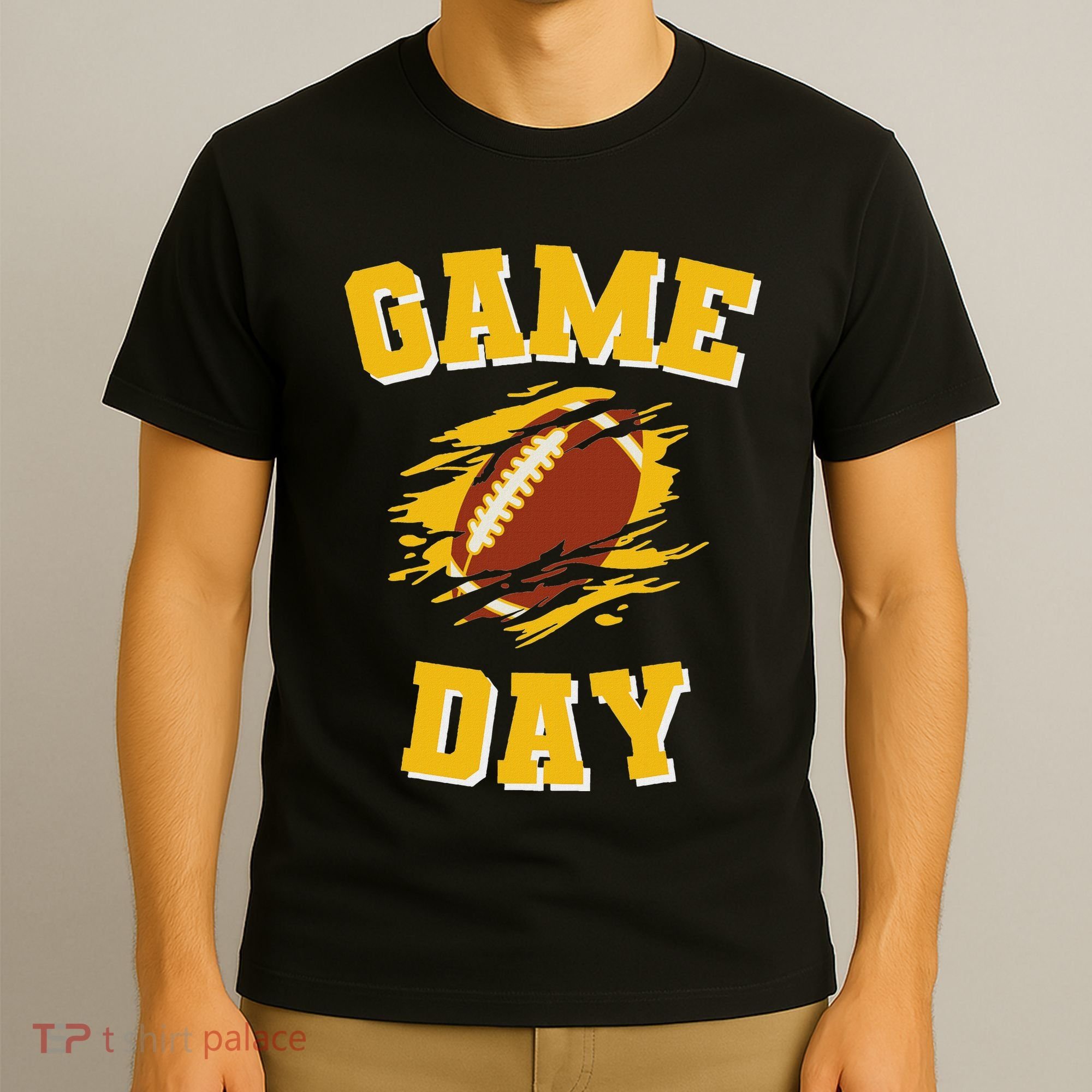 Game Day Kick Off Football Black And Yellow Team Fan T-Shirt