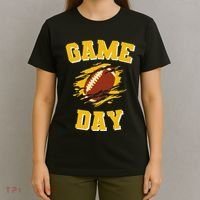 Game Day Kick Off Football Black And Yellow Team Fan T-Shirt thumb 4