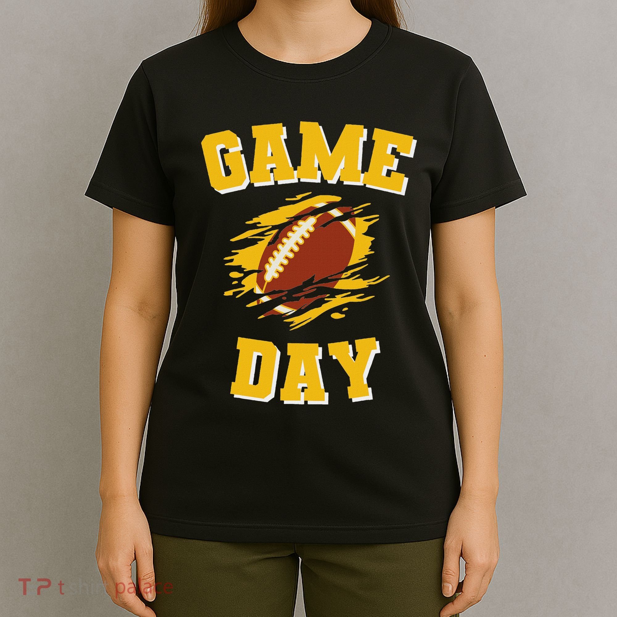 Game Day Kick Off Football Black And Yellow Team Fan T-Shirt