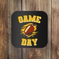 Game Day Kick Off Football Black And Yellow Team Fan Coaster thumb 0