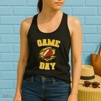Game Day Kick Off Football Black And Yellow Team Fan Women's Tank Top thumb 2