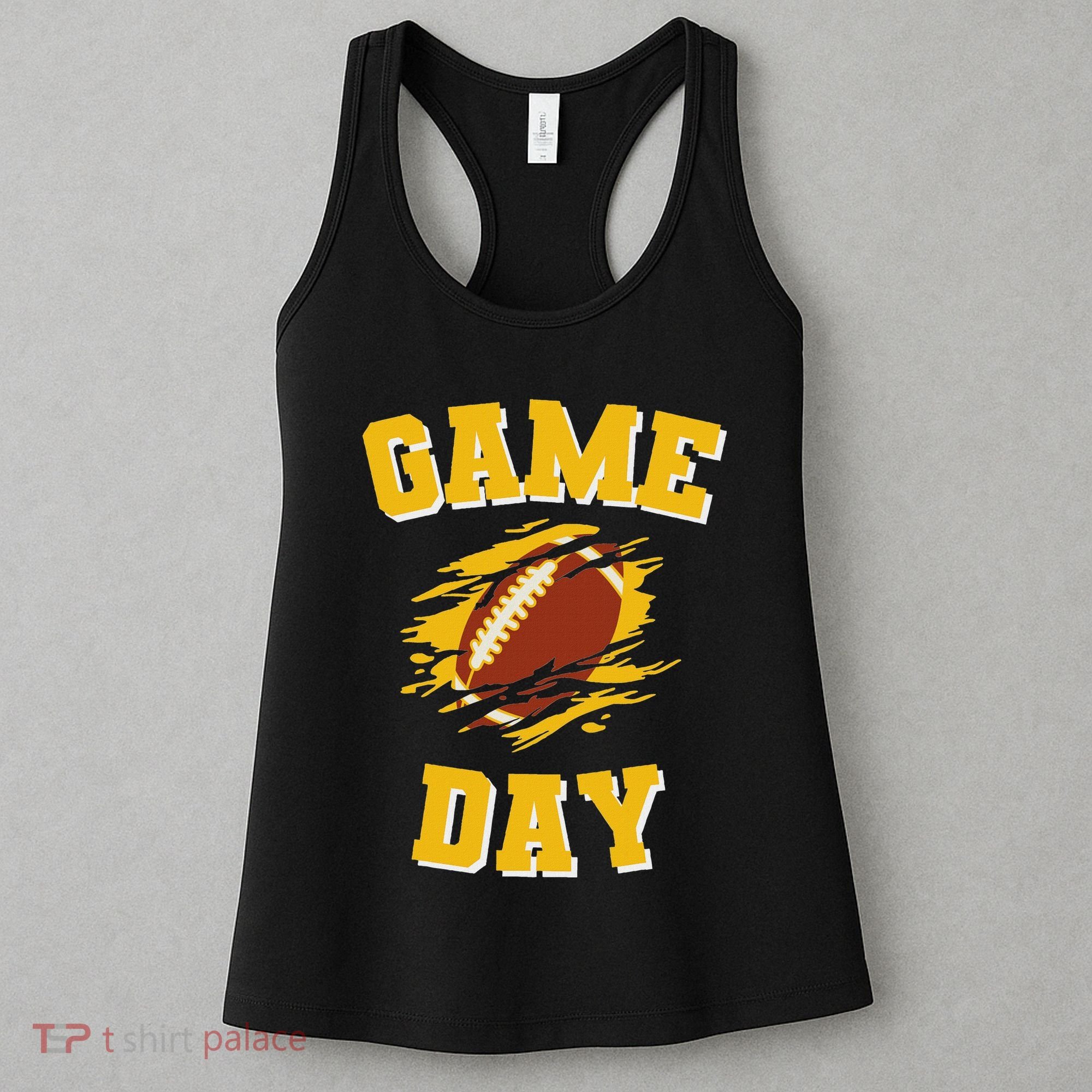 Game Day Kick Off Football Black And Yellow Team Fan Women's Tank Top