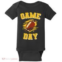 Game Day Kick Off Football Black And Yellow Team Fan Baby Bodysuit thumb 0
