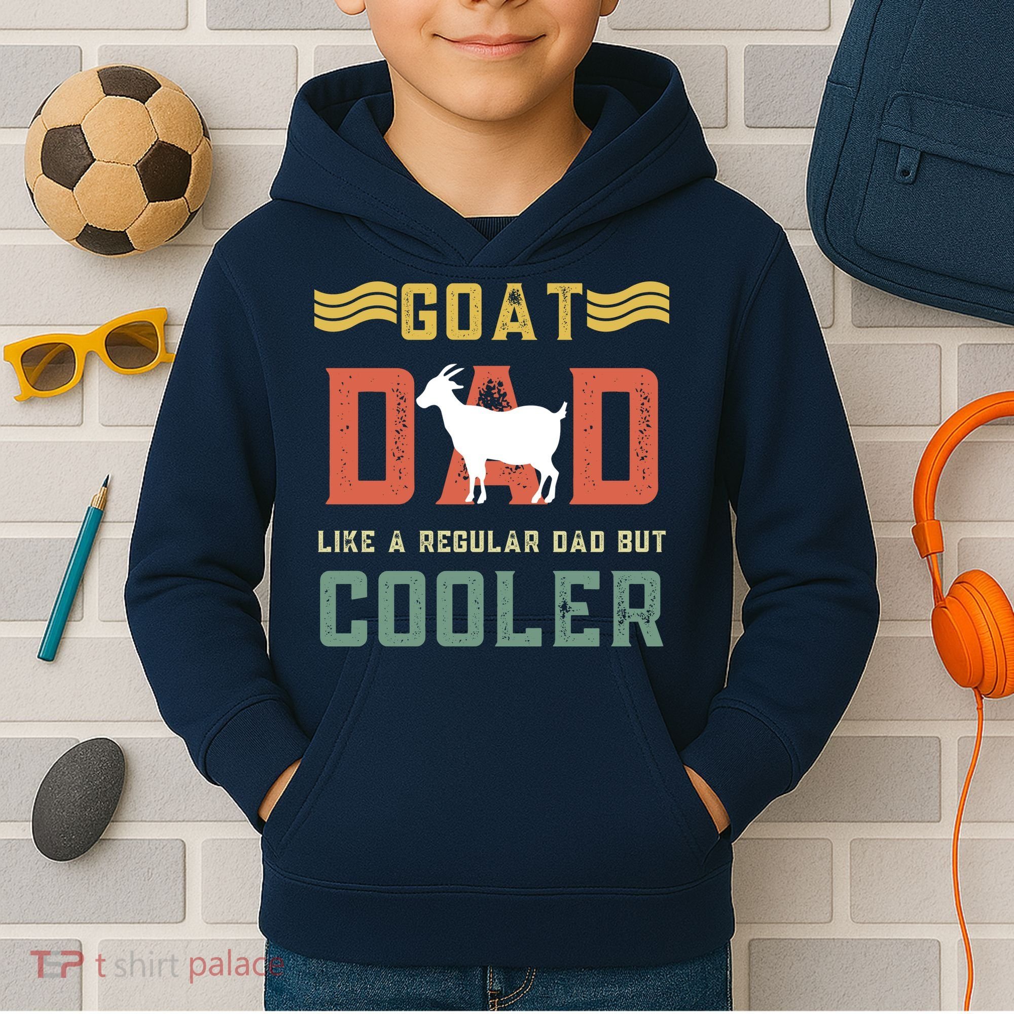 Goat Dad Like A Regular Dad But Cooler Kids Hoodie