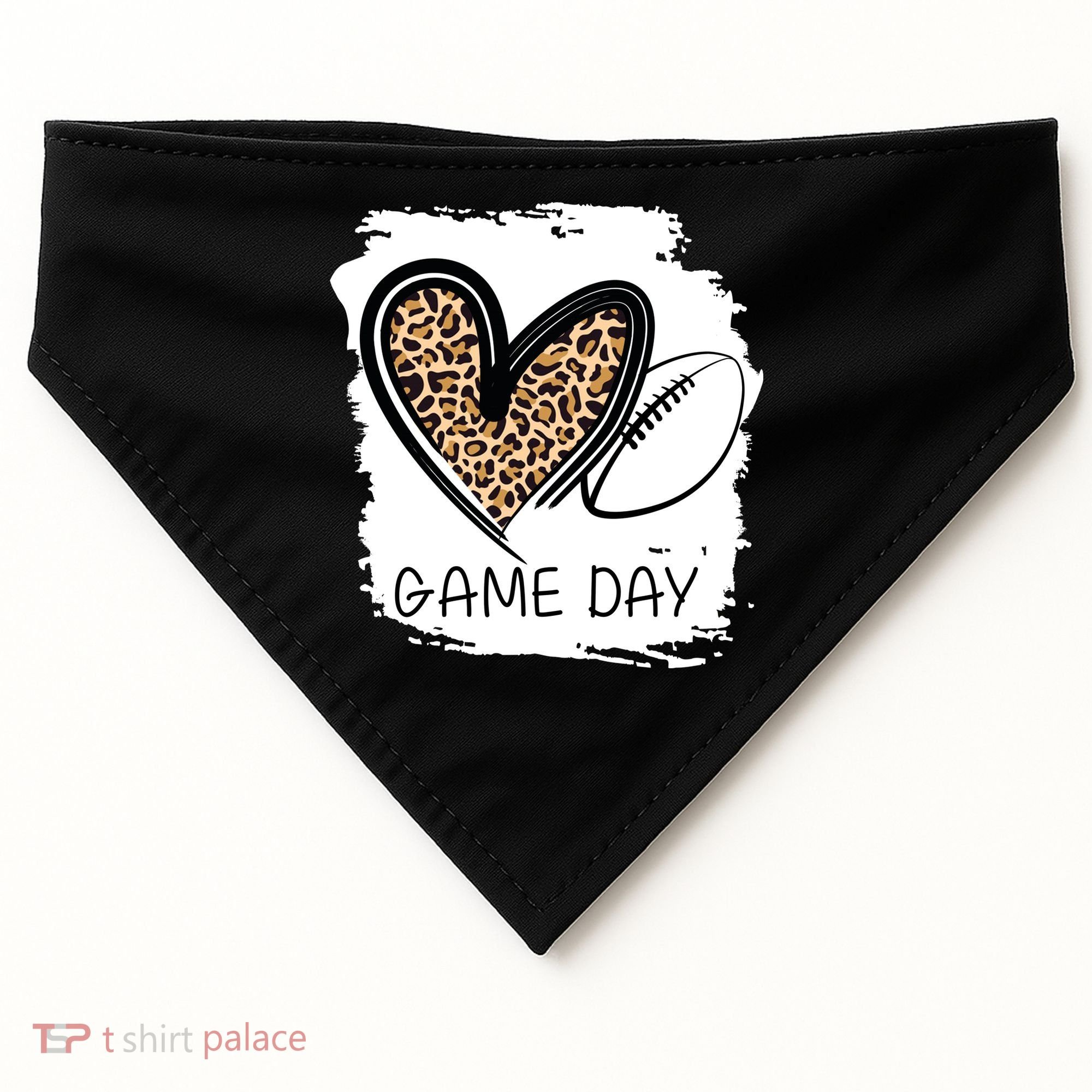 Game Day Leopard Football Fan Cute Heart USA-Made Doggie Bandana