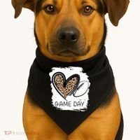 Game Day Leopard Football Fan Cute Heart USA-Made Doggie Bandana thumb 1